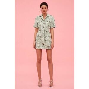 NWT C/Meo Collective Energized Ivy Woodgrain Mini Dress Green Size Large